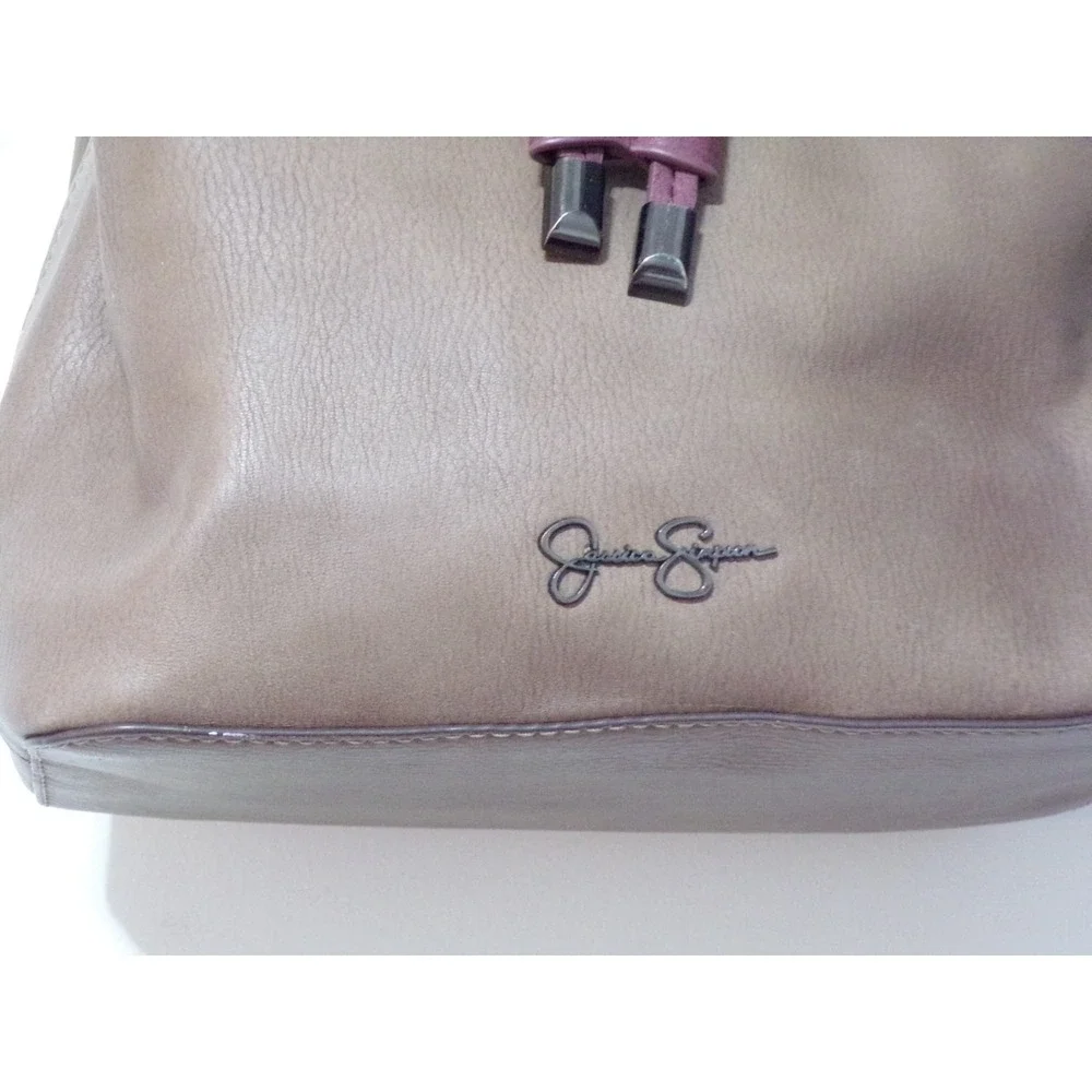 Jessica Simpson Bucket Leather Brown Handbag Snap & Draw String Closure Nice!!